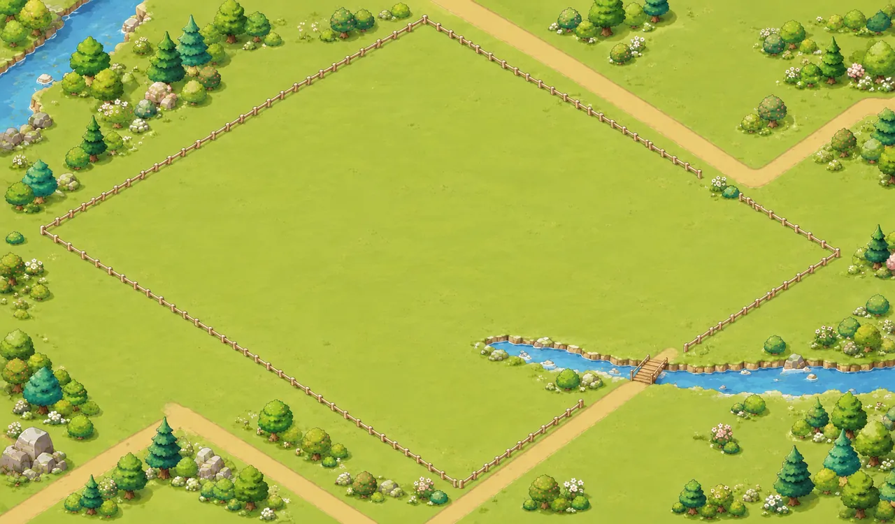 The WordNest isometric garden map, where each unlocked plot of land is decorated with plants earned by studying vocabulary.
